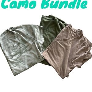 3pc T-Shirt Bundle 3 BASIC TEES short sleeve in Camo print, tan, & army green